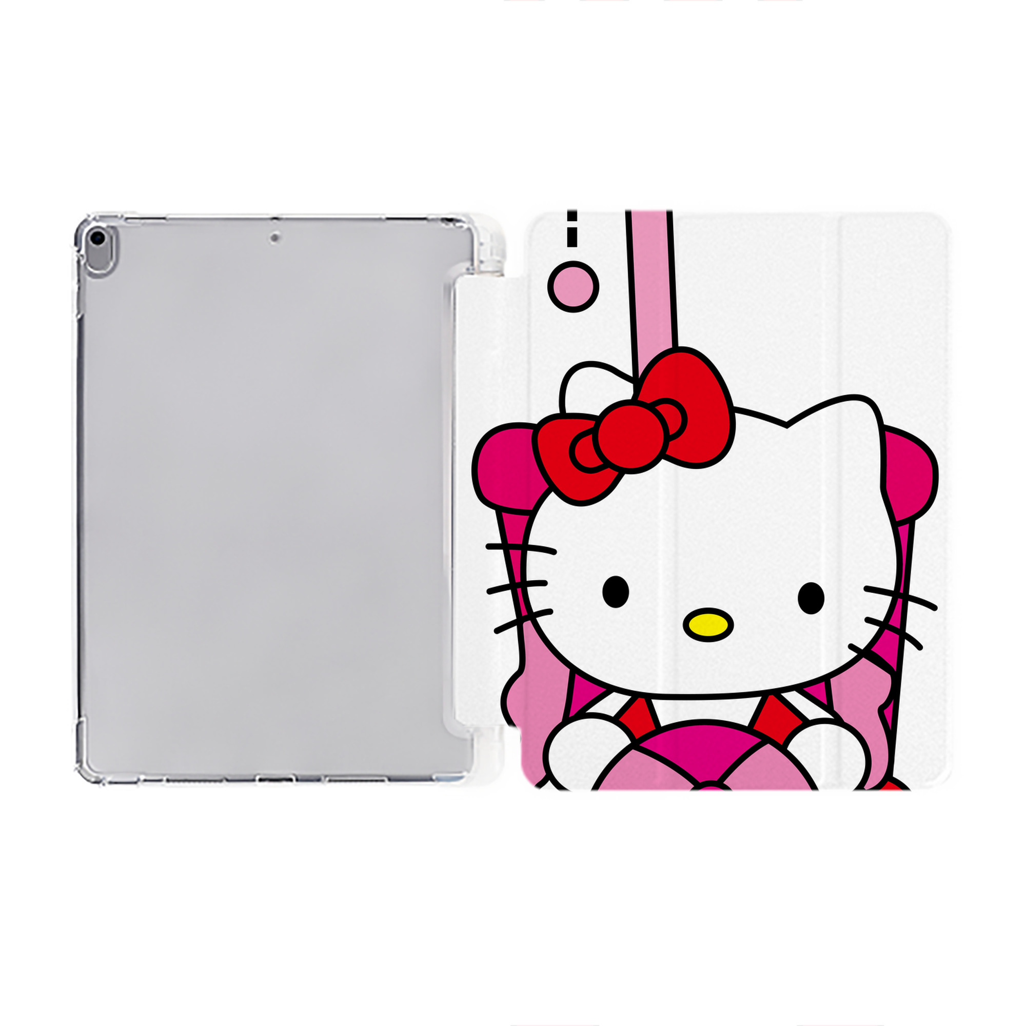 （画像用） Hello Kitty ハローキティ IPad ケース ペン収納付き 三つ折りスタンド PUレザー×シリコン 対応機種9.5/10.5/10.9インチ